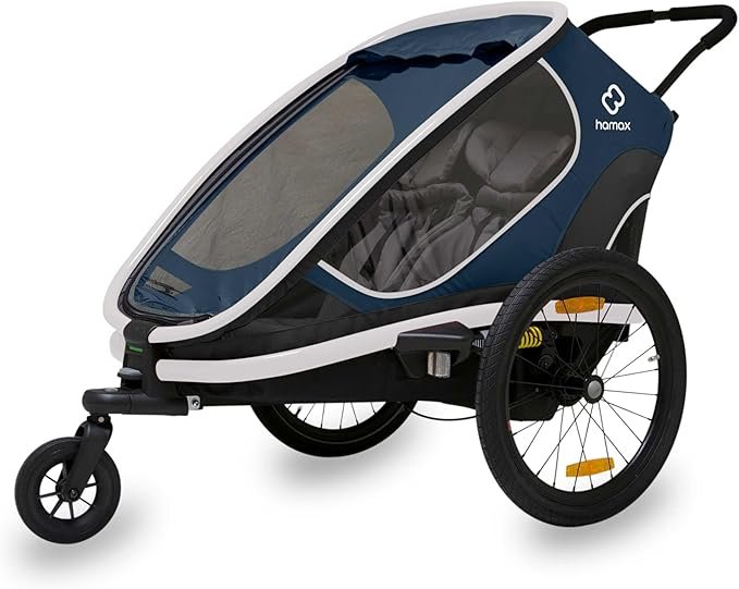 Remorque velo enfant 2 places Hamax Outback - navy / white