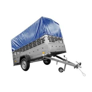 Remorque basculante Garden Trailer 264 KIPP avec roue jointe, glissières, châssis H-800 et bâche bleue