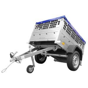 Petite remorque unitrailer Garden Trailer 150 KIPP [avec bâche plate grise, roue jockey, Tige de support bâche]