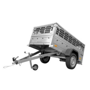 Remorque grillagée 200x106 avec bâche plate grise, ridelles grillagées et roue jockey - Garden Trailer 200 KIPP