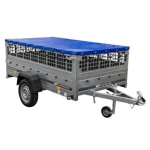 Remorque unitrailer 230x125 avec bâche plate bleue, ridelles grillagées et roue jockey - Garden Trailer 230 KIPP