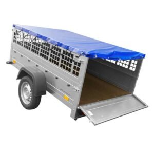 Remorque 1 essieu 200x125 avec bâche plate, tiges de support bâche, ridelles grillagées et roue jockey - Garden Trailer 201 KIPP