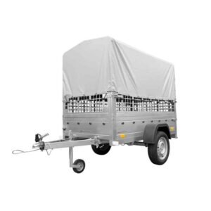 Remorque avec bache Garden Trailer 200 KIPP 200x106 cm [avec rehausses grillagées, bâche haute et arceau]