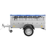 Remorque basculante UNITRAILER 200x125 avec bâche plate, ridelles grillagées et roue jockey - Garden Trailer 201 KIPP