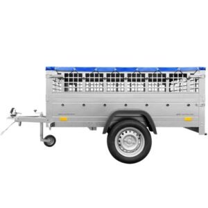 Remorque basculante UNITRAILER 200x125 avec bâche plate, ridelles grillagées et roue jockey - Garden Trailer 201 KIPP