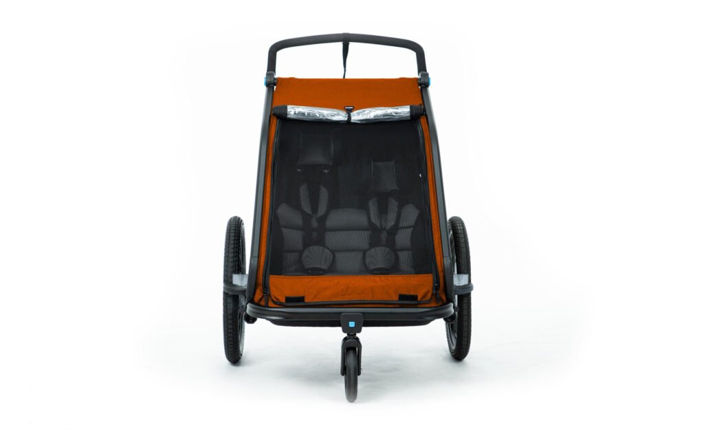 Remorque velo enfant​ CUBE Double CMPT Kinder - X Actionteam - grey´n´orange