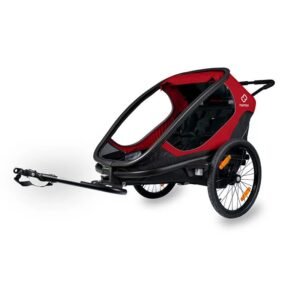 Remorque vélo charge 100 kg Hamax Outback pour 2 Enfants - rouge / noir